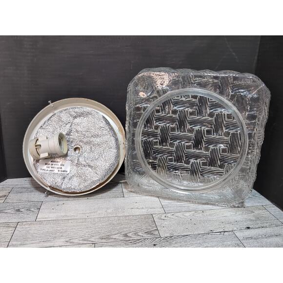 Vtg. Square Braided Rope Mid Century Clear Glass Made In Italy Light Fixture MCM - Picture 3 of 9